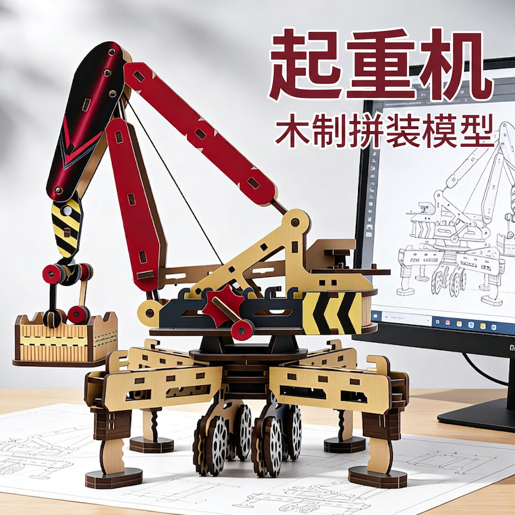 3D 木製モバイルクレーンパズル DIY 組み立てエンジニア - Kids Education Mobile のレビューと価格