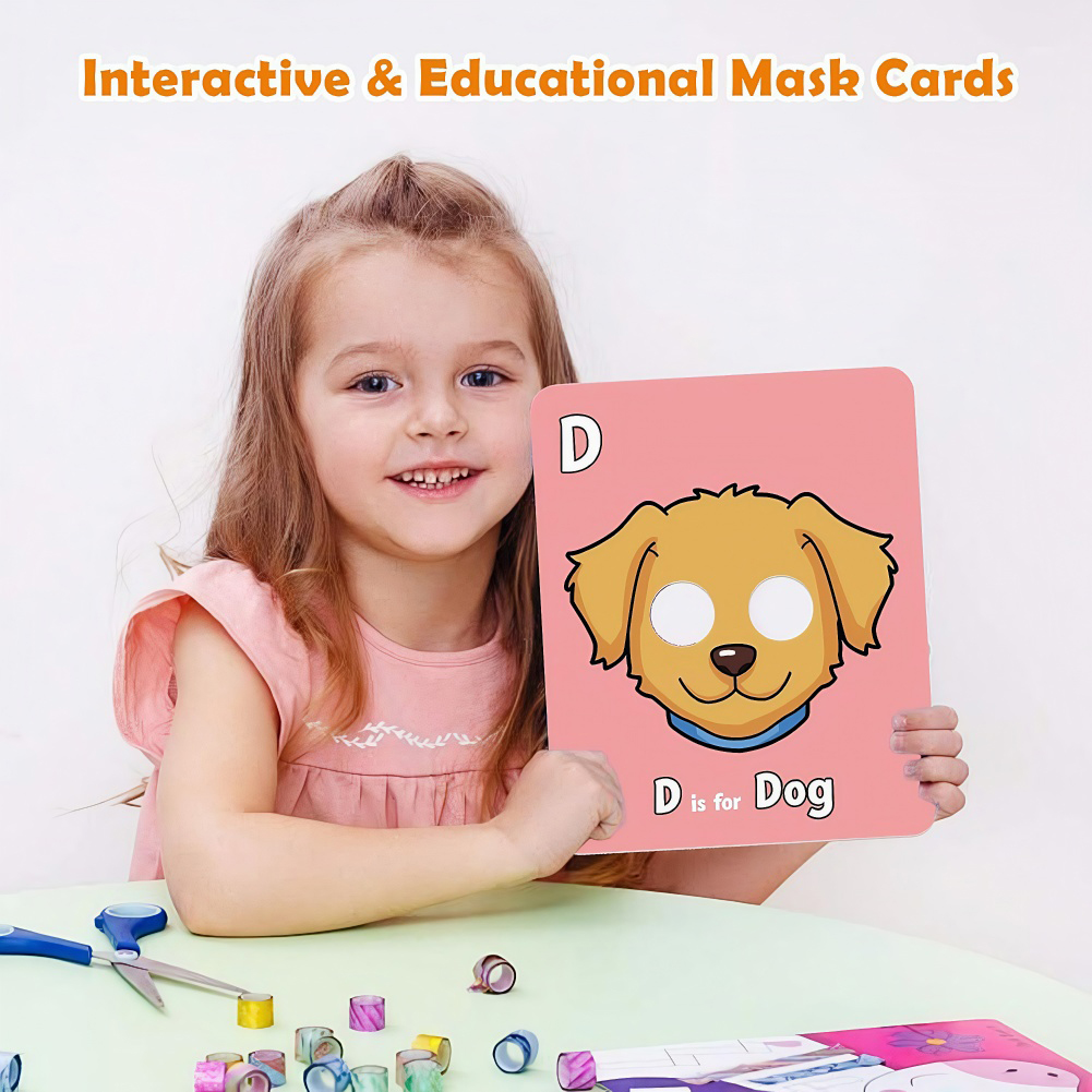 26枚のアルファベットフラッシュカード（動物マスク付き）カラ - Flash Card Alphabet のレビューと価格
